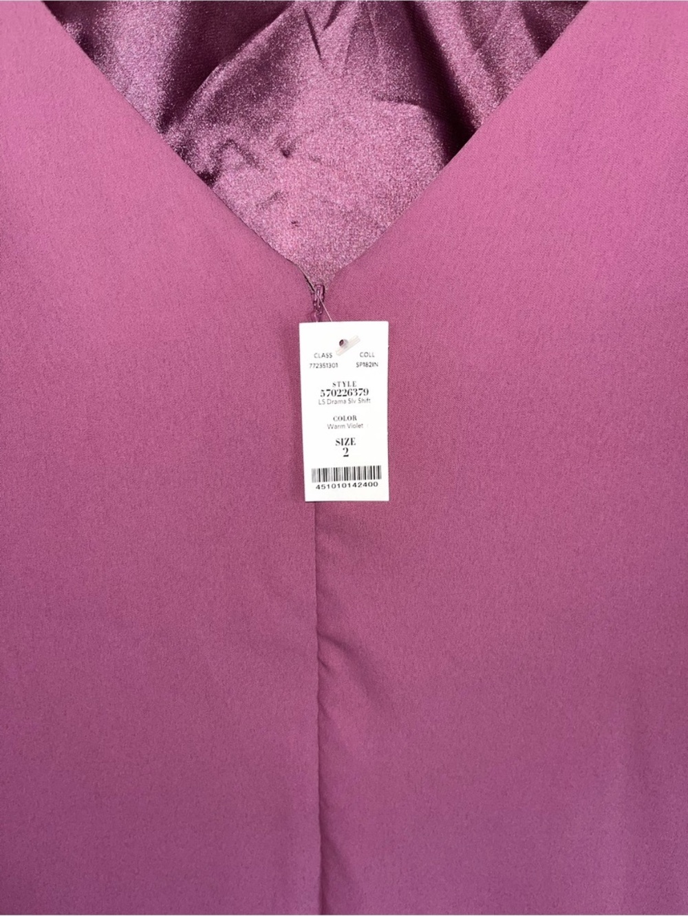 WHBM Warm Violet Bell Sleeve Shift Dress Lace Trim Purple Size 2 - Picture 10 of 10